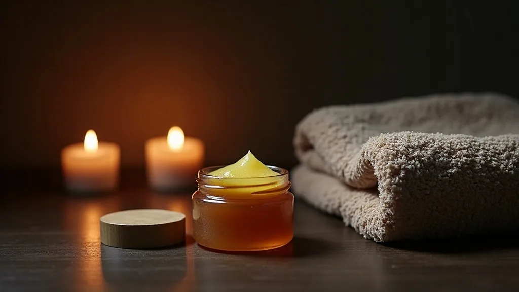 pot de baume d arnica ouvert pres d une serviette douce pliee sur bois sombre a Lyon